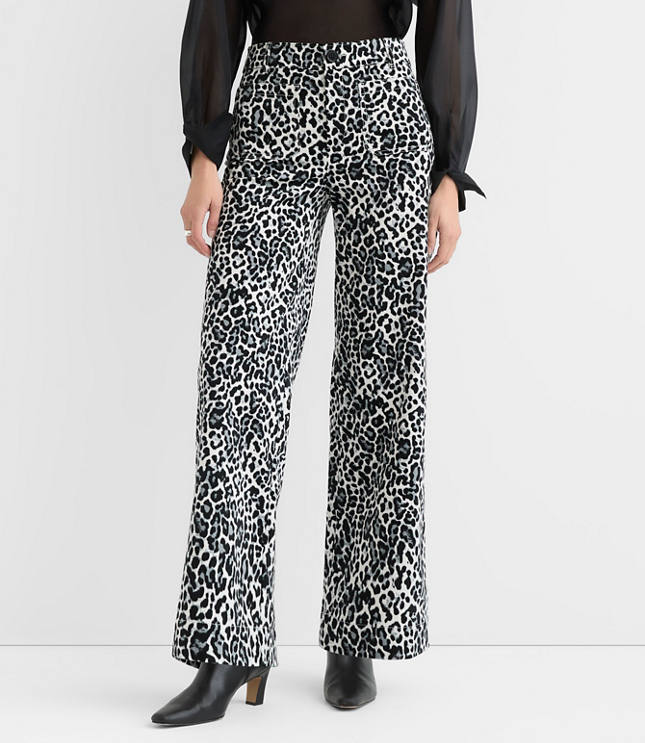 Palmer Wide Leg Pants in Leopard Print Velvet
