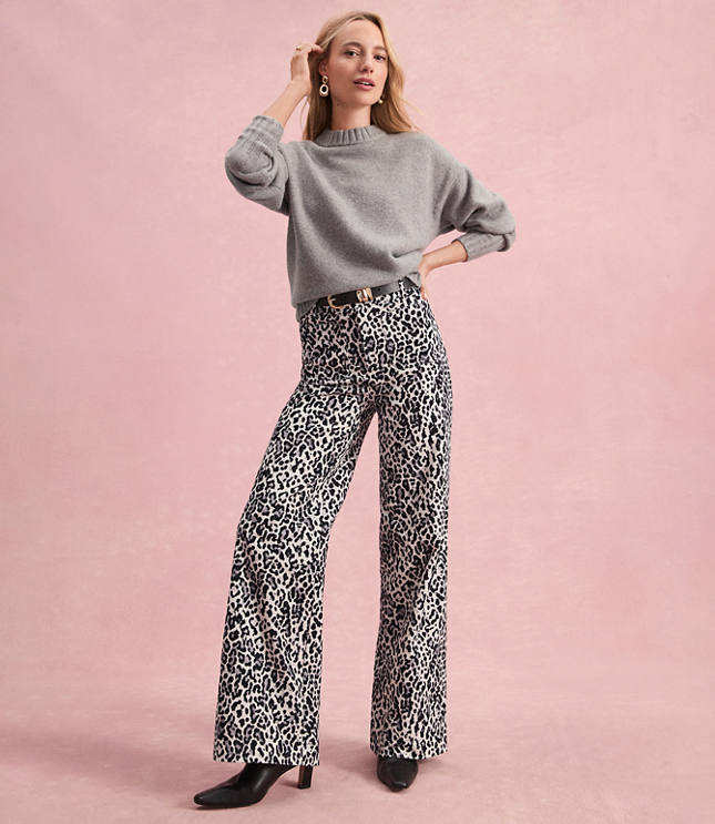 Palmer Wide Leg Pants in Leopard Print Velvet