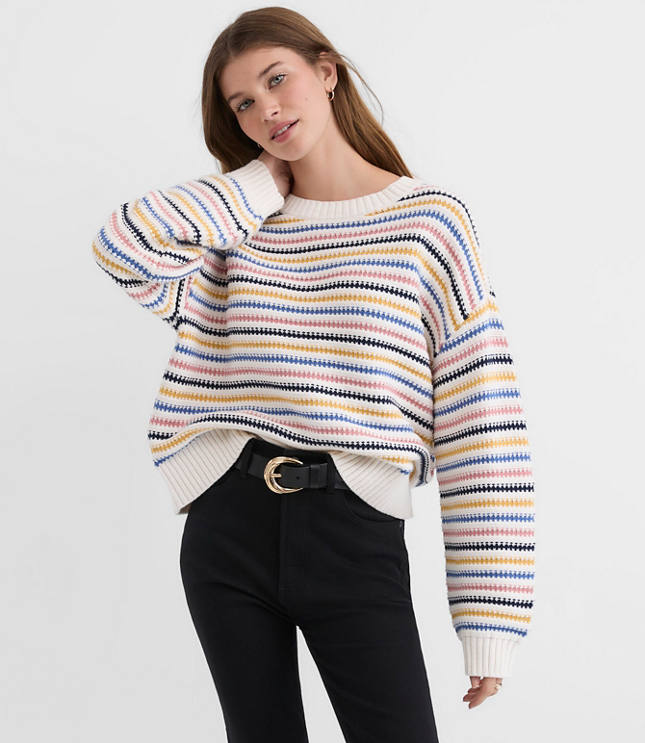 Textured Stripe Relaxed Sweater