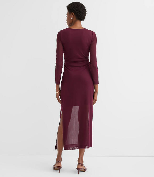 Mesh Ruched Midi Dress
