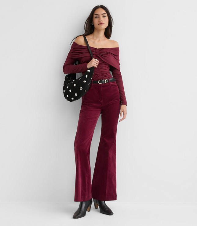Petite Ruched Off The Shoulder Top