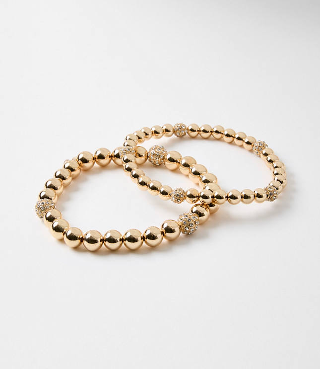 Pave Beaded Stretch Bracelet Set