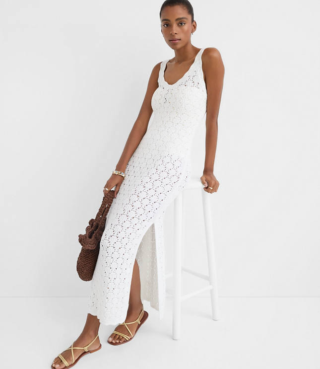 LOFT Beach Stitchy V-Neck Maxi Sweater Dress