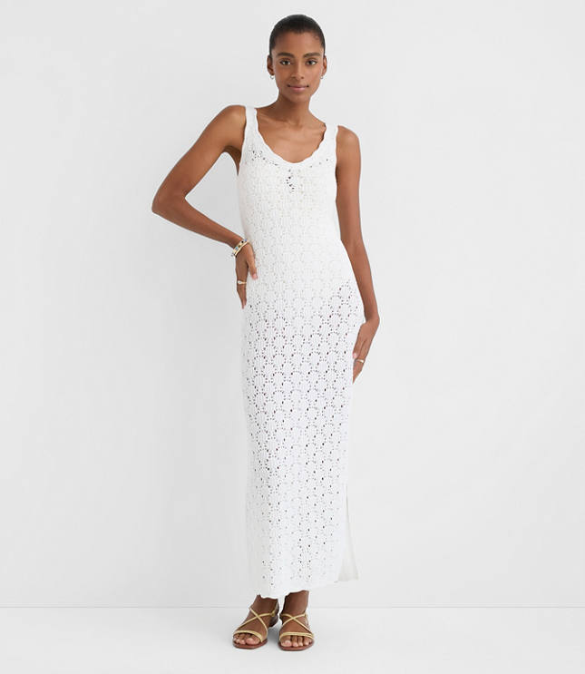 LOFT Beach Stitchy V-Neck Maxi Sweater Dress