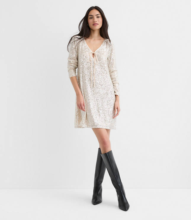 Sequin Tie Keyhole Mini Dress