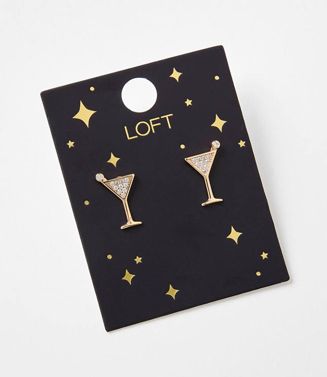 Pave Martini Stud Earrings