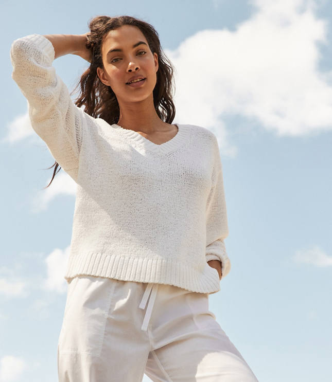 Haven Well Within Organic Cotton Flat Tape V-Neck Sweater