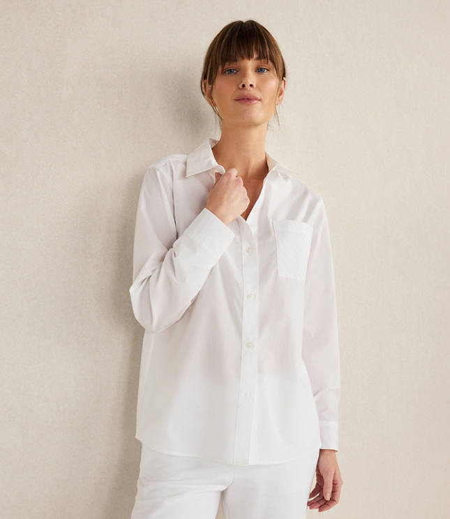 Haven Well Within Organic Cotton Poplin Button Down Top carousel Product Image 1