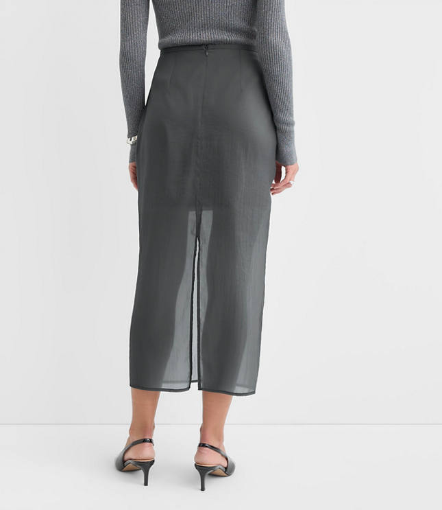 Petite Sheer Overlay Midi Skirt