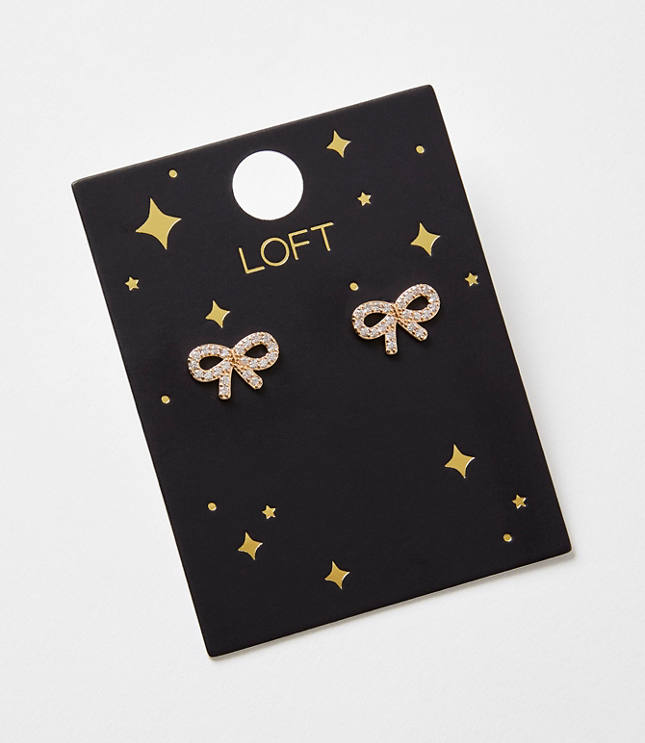 Pave Bow Stud Earrings