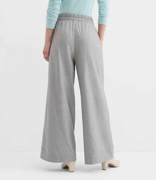 Pleated Pull On Wide Leg Pants in Herringbone