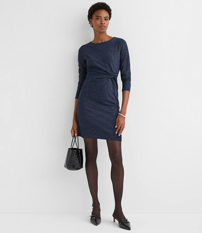 Petite Shimmer Twist Midi Dress
