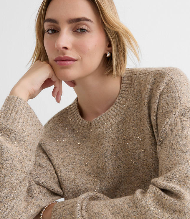 Petite Shimmer Relaxed Everyday Sweater