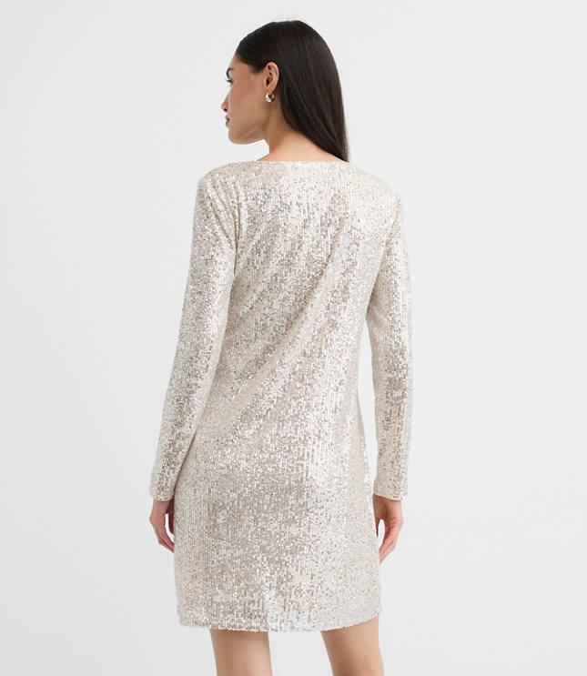 Petite Sequin Tie Keyhole Mini Dress