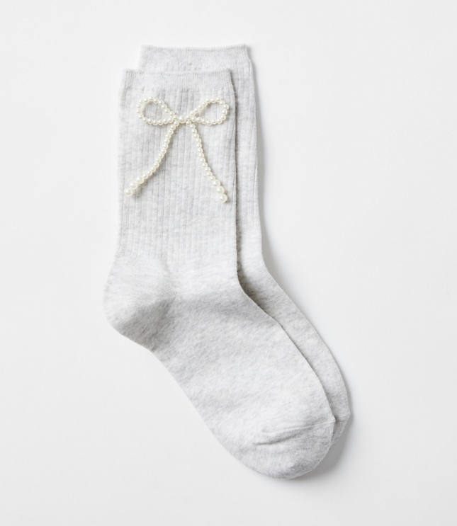 Pearlized Bow Crew Socks