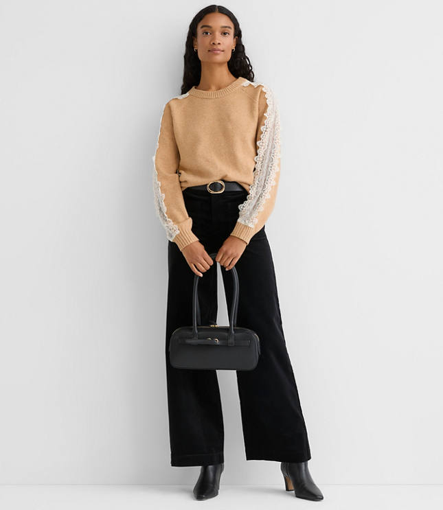 Petite Lace Sleeve Sweater