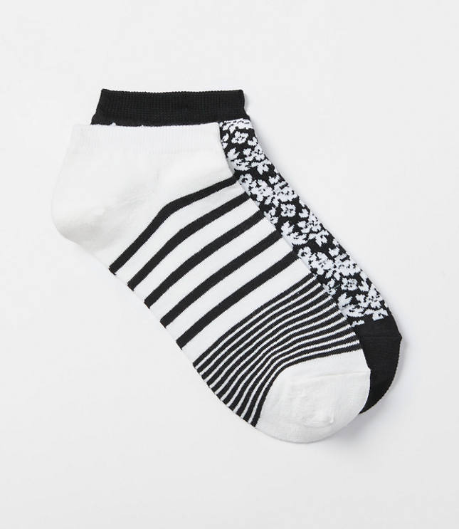 Stripe & Floral No Show Sock Set