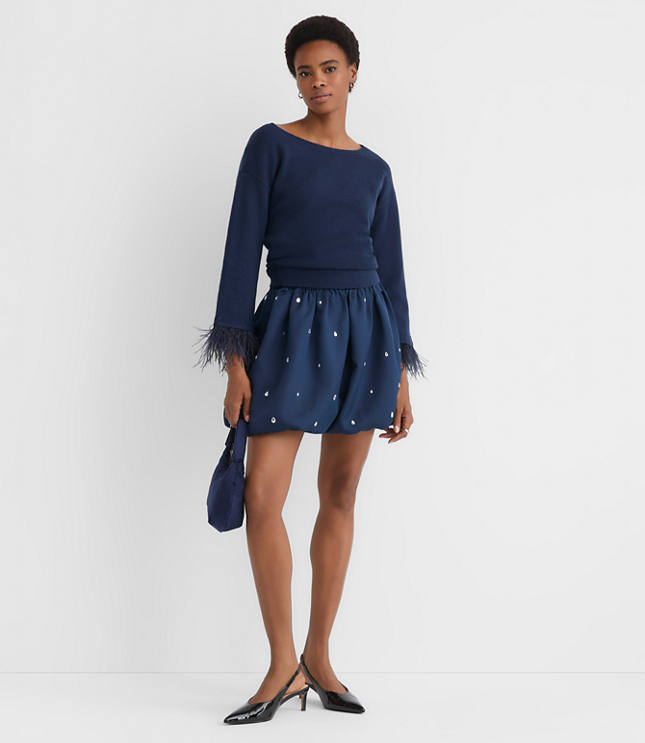 Tall Jeweled Ruched Bubble Mini Skirt