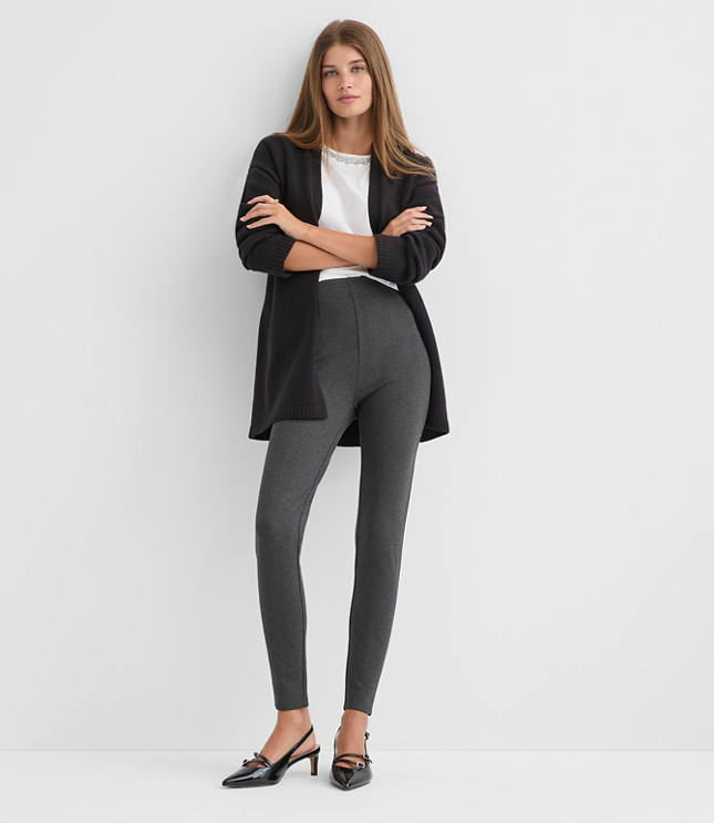 Petite Darted Leggings in Heathered Ponte