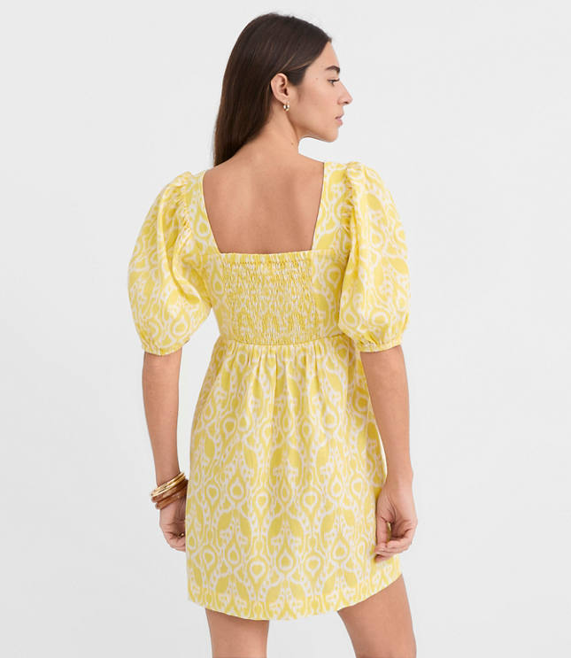 LOFT Beach Ikat Linen Cotton Cutout Mini Dress