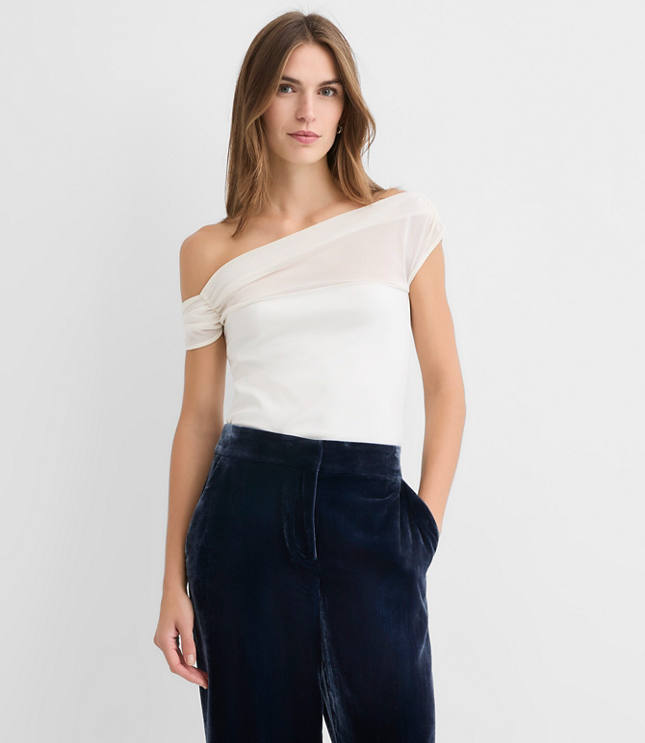 Mesh Ponte Off The Shoulder Top