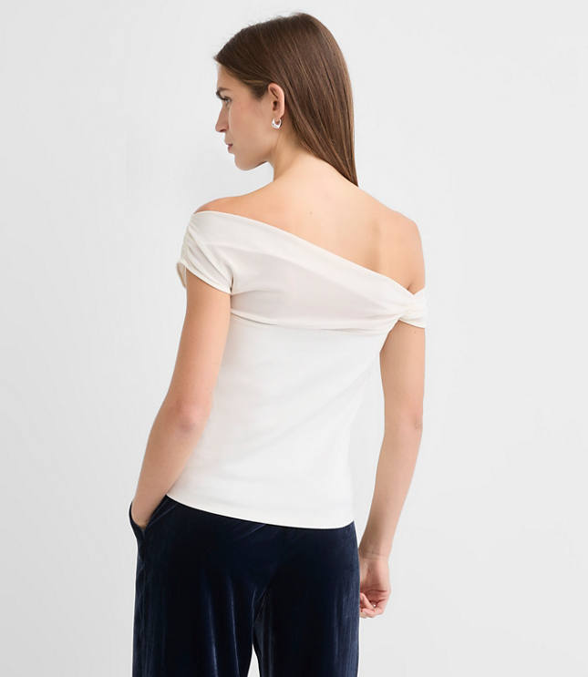 Mesh Ponte Off The Shoulder Top