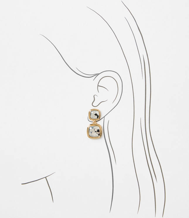 Mixed Metal Square Drop Earrings