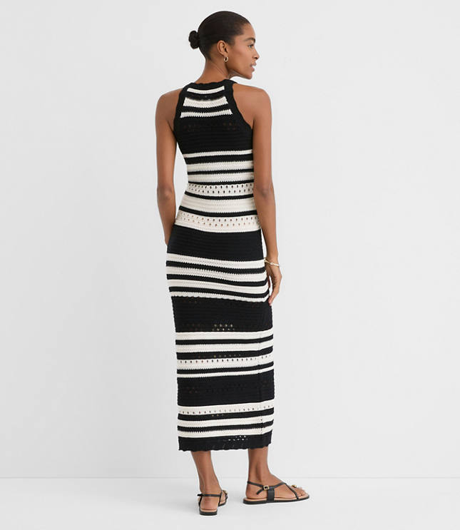 LOFT Beach Striped Crochet Halter Maxi Dress