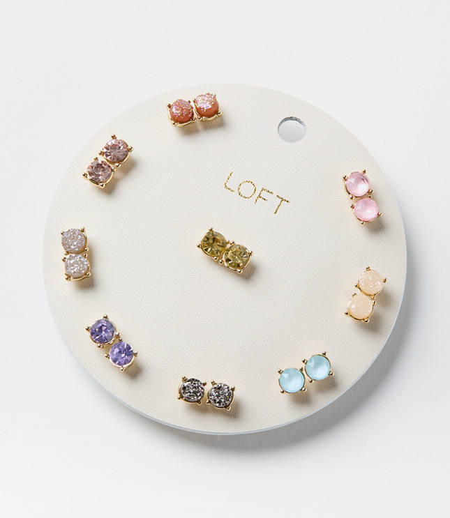 Multicolored Sparkle Stud Earring Set