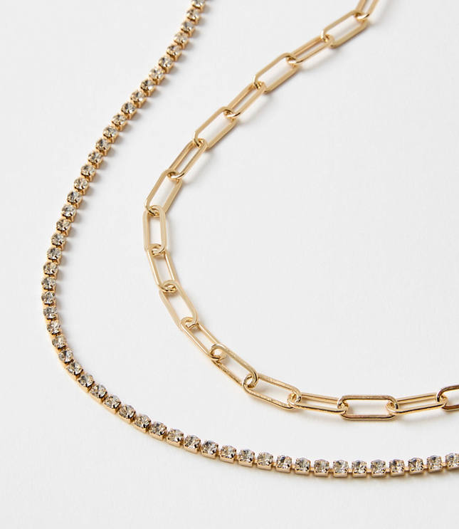 Chain Link Layered Tennis Necklace Set