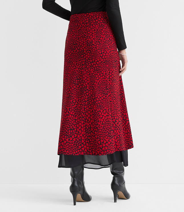 Heart Layered Column Midi Skirt