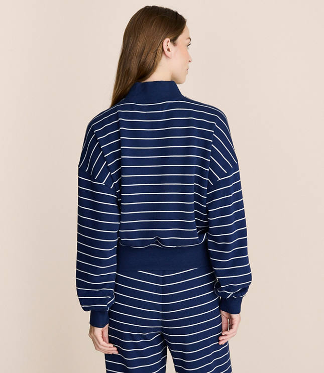 Petite Lou & Grey Striped Cozy Cotton Mock Neck Sweatshirt