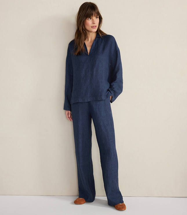 Haven Well Within Linen Collared Long Sleeve Top