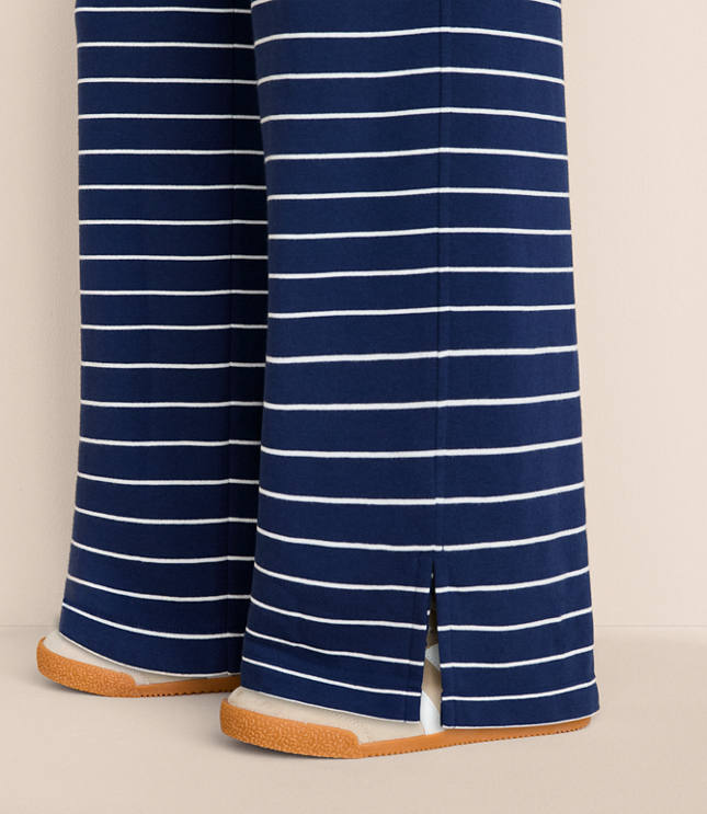 Petite Lou & Grey Striped Cozy Cotton Wide Leg Pants
