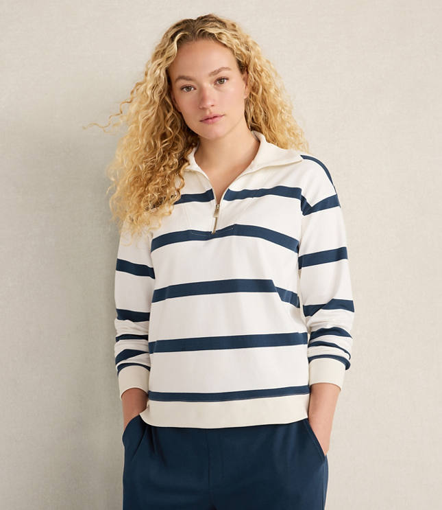 Haven Well Within Organic Cotton Interlock Striped Quarter Zip