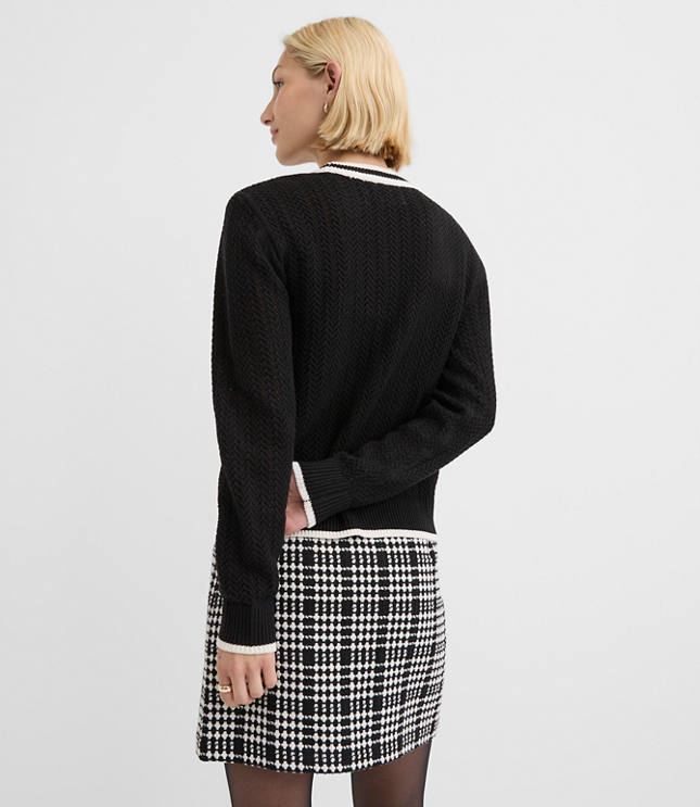Tipped Pointelle Cardigan