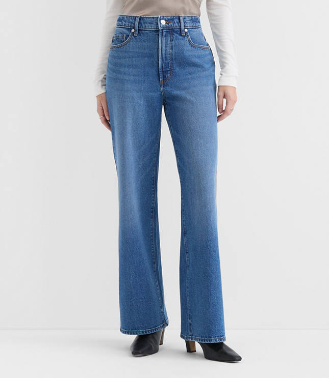 Rivete Petite High Rise Wide Leg Jeans in Vintage Dark Wash