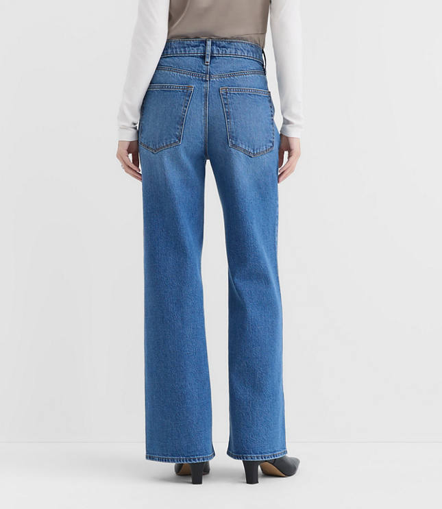 Rivete Petite High Rise Wide Leg Jeans in Vintage Dark Wash