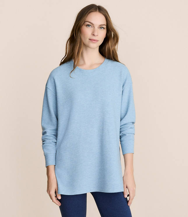 Petite Lou & Grey Flecked Ottoman Side Slit Tunic Top