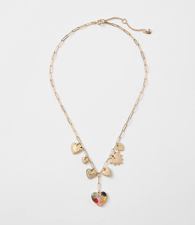 Tortoiseshell Print Heart Charm Necklace