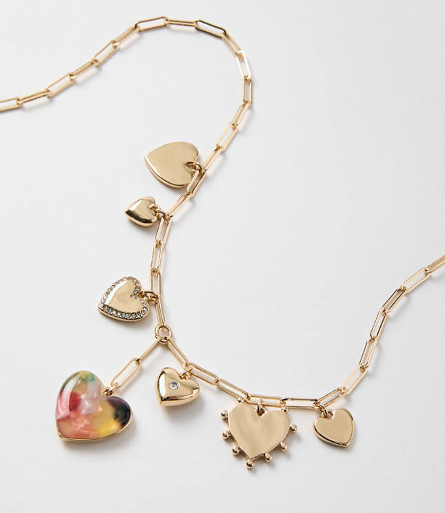 Tortoiseshell Print Heart Charm Necklace