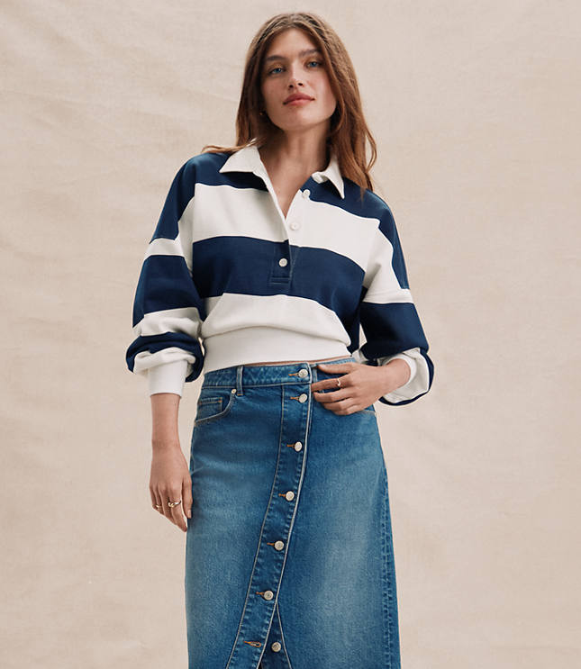 Petite Rugby Stripe Polo Top