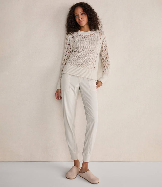 Haven Well Within Organic Cotton Linen Open Stitch Crewneck Sweater