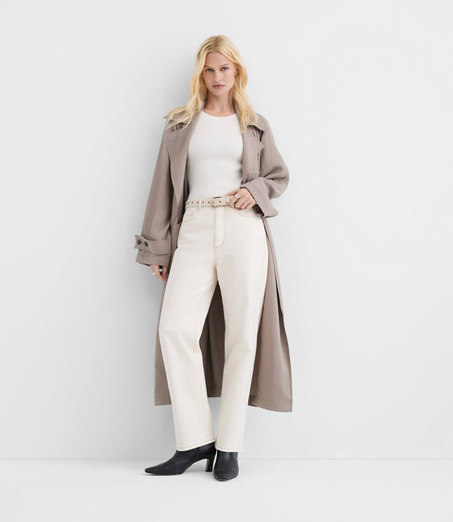 Rivete Petite High Rise Straight Jeans in Ivory