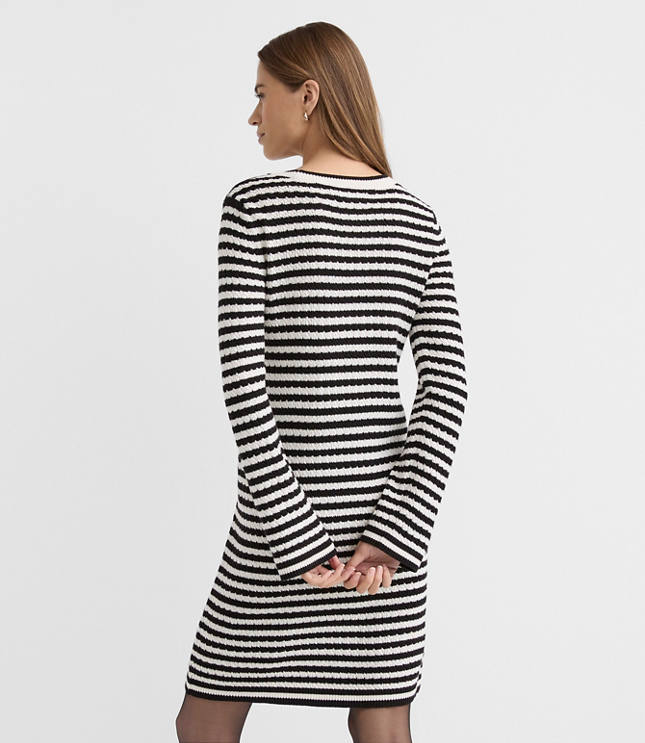 Petite Pointelle Striped Sweater Dress
