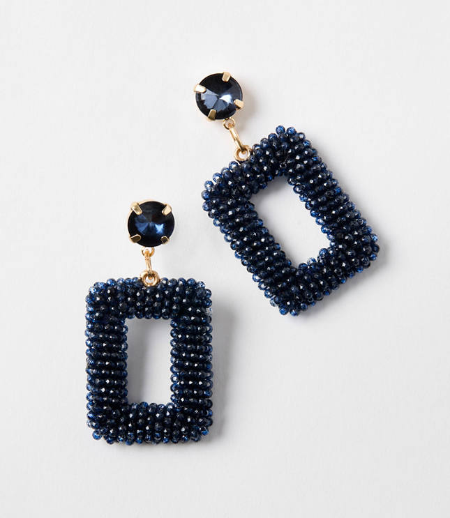 Crystal Beaded Rectangle Statement Earrings