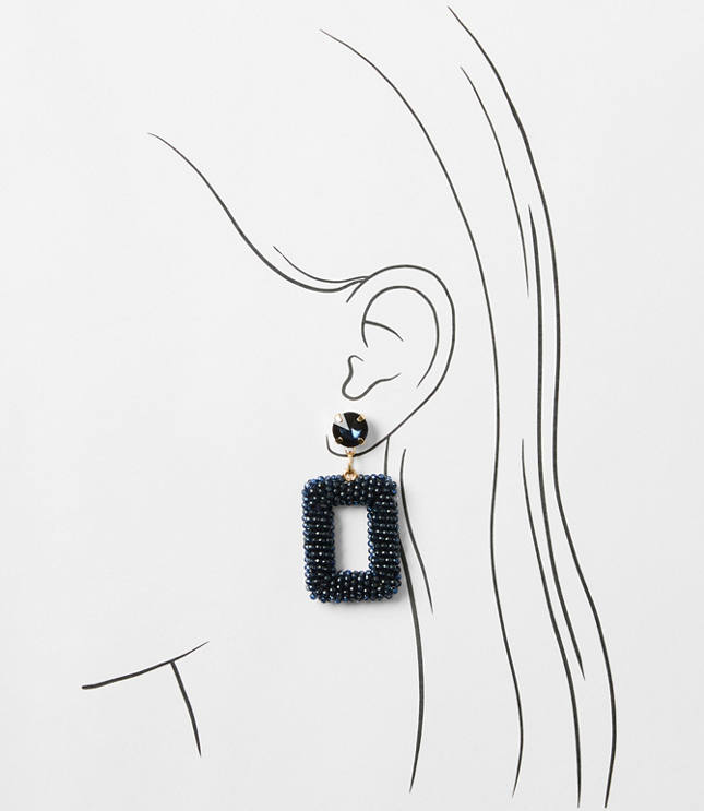 Crystal Beaded Rectangle Statement Earrings