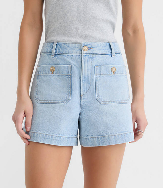 Petite Palmer Denim Shorts in Light Vintage Wash