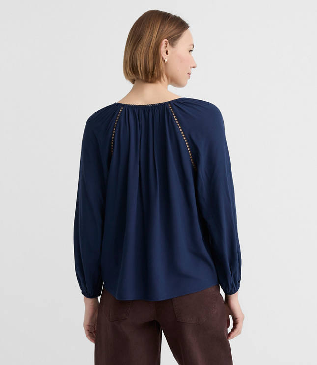 Floral Cutout Embroidered V-Neck Blouse