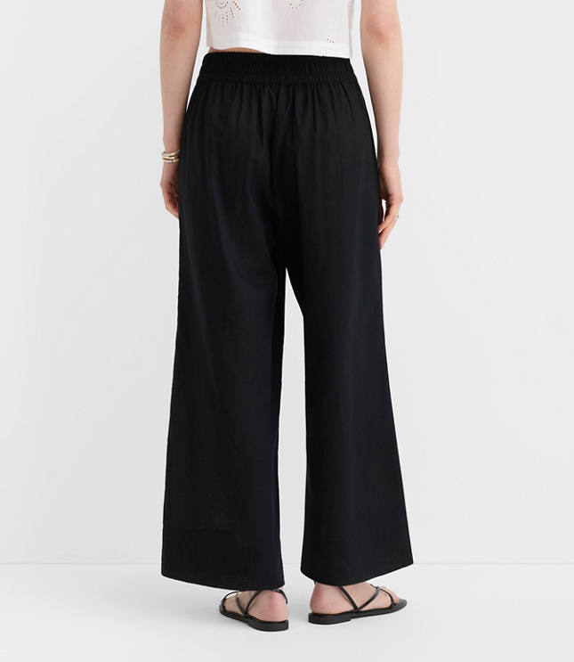 LOFT Beach Linen Cotton Wide Leg Pants